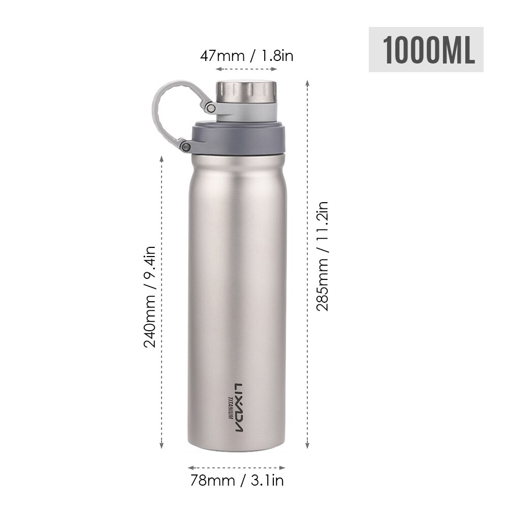 Lixada Outdoor Titanium Bottle with Spout Lid Camping Cycling Hiking Sports Water Cup 1 Liter Outdoor Titanium Water Bottle: Default Title