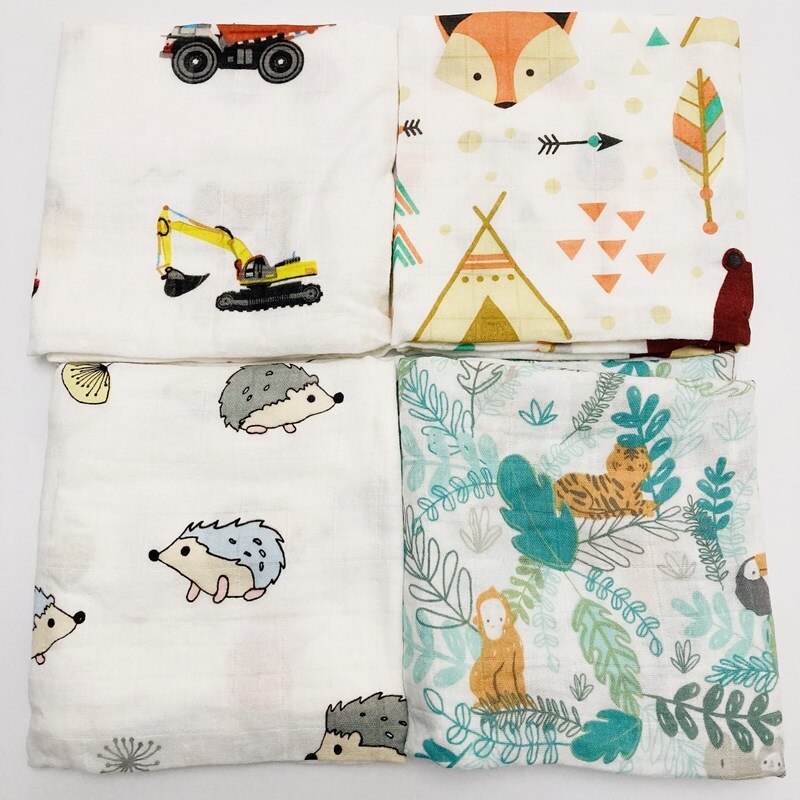 Ins 60Cm Mousseline Bamboe Katoenen Baby Deken Inbakeren Cartoon Mousseline Luier Sjaal Multifunctionele Wrap Spuugdoekjes Handdoek