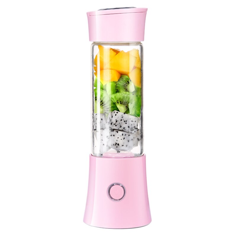480ML USB Charging Portable Juicer Machine Mixer Mini Juice Electric Smoothie Blender Smoothie Maker Blenders Machine Household: Pink