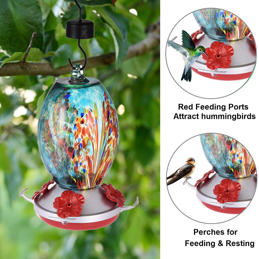 Newest Bird Feeder Hummingbird Feeder Bird Perch for Outdoors Patio Hand Blown Glass Hummingbird Feeder