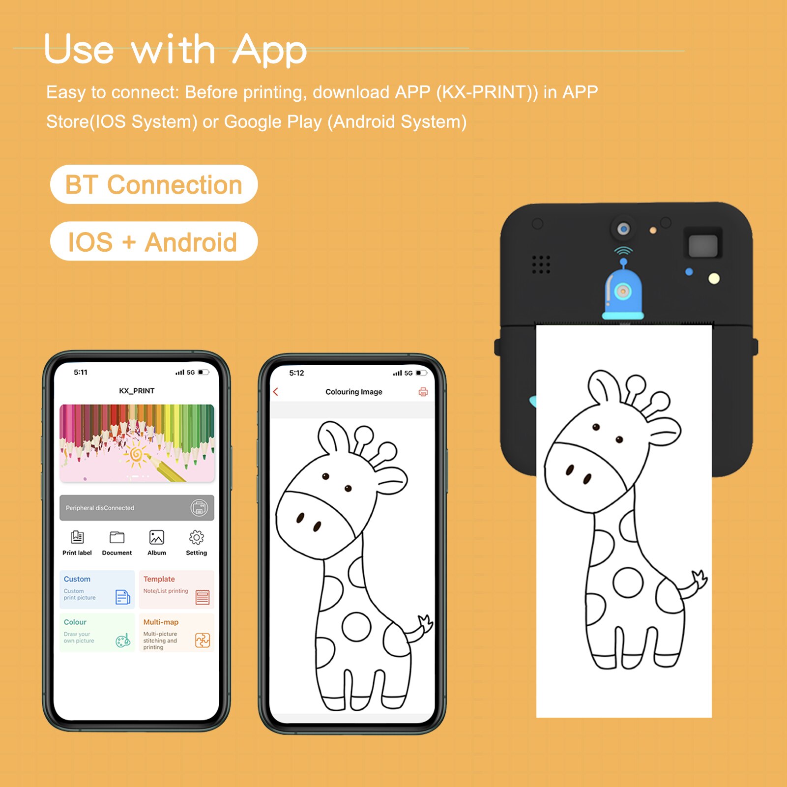 Mini Pocket Printer Camera Instant Print Portable Thermal Printing Machine Wireless BT Connection for Picture Label Handcraft