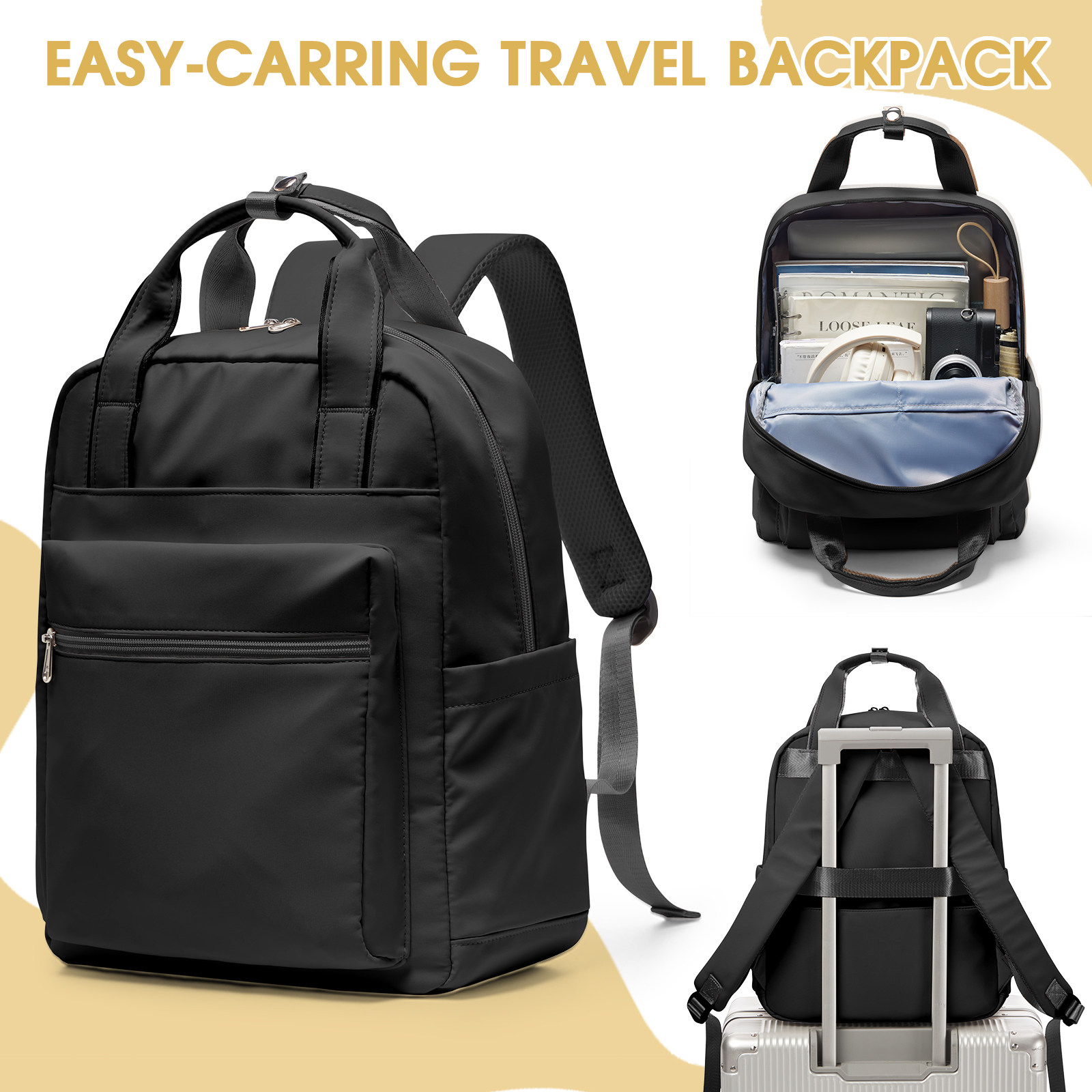 Women's Backpack Simple Travel Backpack Shoulder Bag Commuting Teenager Girls Casual College Backpack Ins Laptop Bag: black