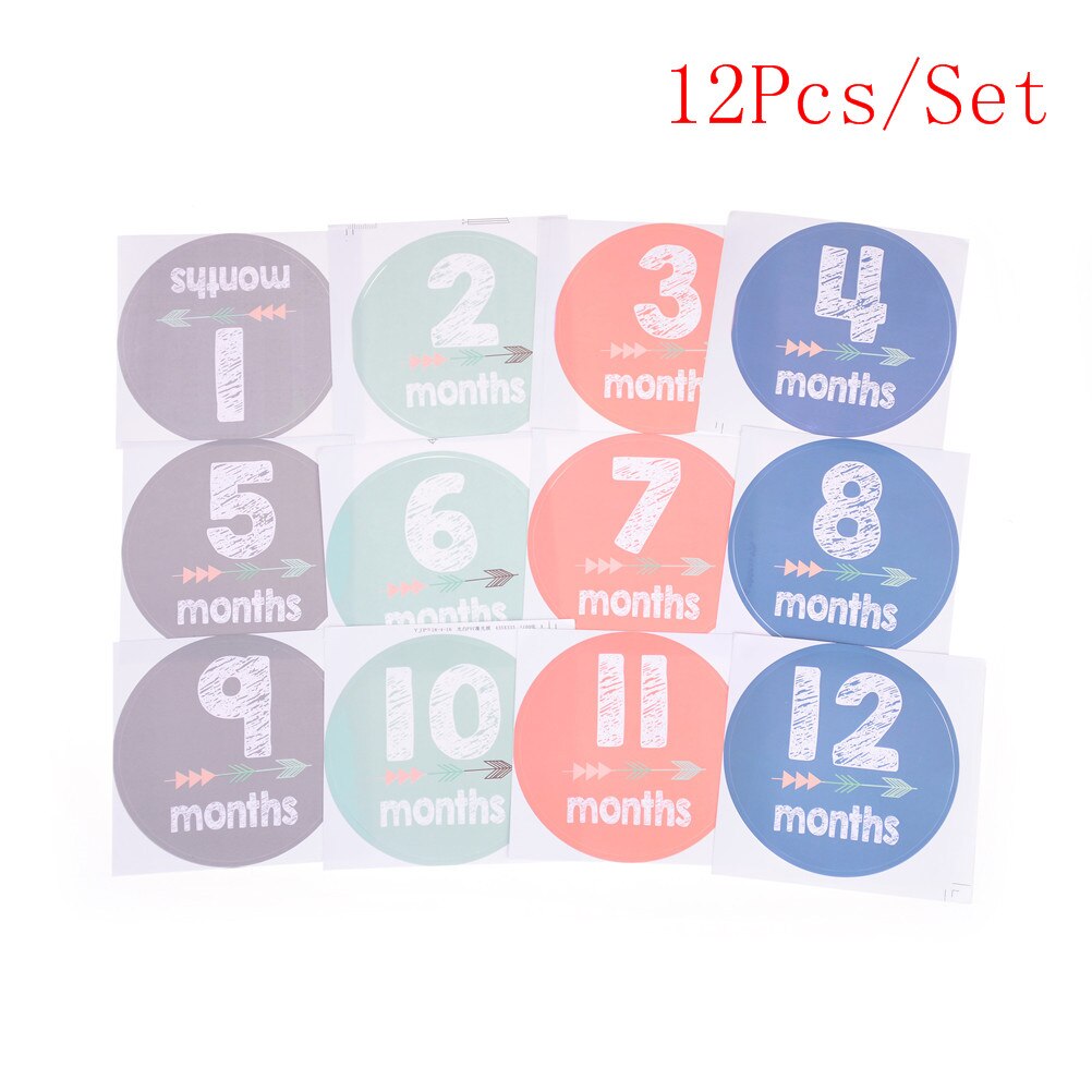 12pcs/set Month 1-12 Milestone Stickers Great Shower Or DIY Scrapbook Photo Toys Baby Monthly Photograph Stickers