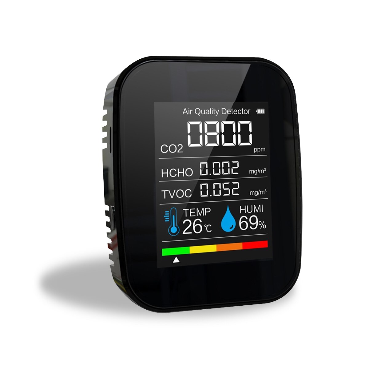 Multifunctional 5 in1 CO2 Meter Digital Temperature Humidity Sensor Tester Air Monitor Carbon Dioxide TVOC HCHO Detector: 5 in 1 Black