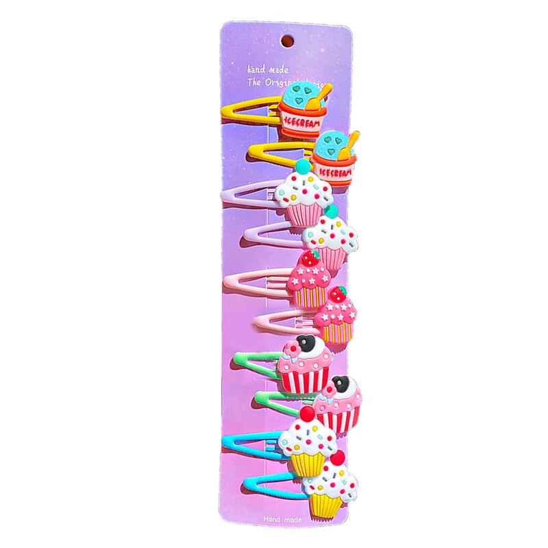 2021 nuovo 10 pz/impostato simpatico cartone animato neonata accessori per capelli bambini arcobaleno gelato clip di capelli forcine fasce per capelli regali per ragazze: 04