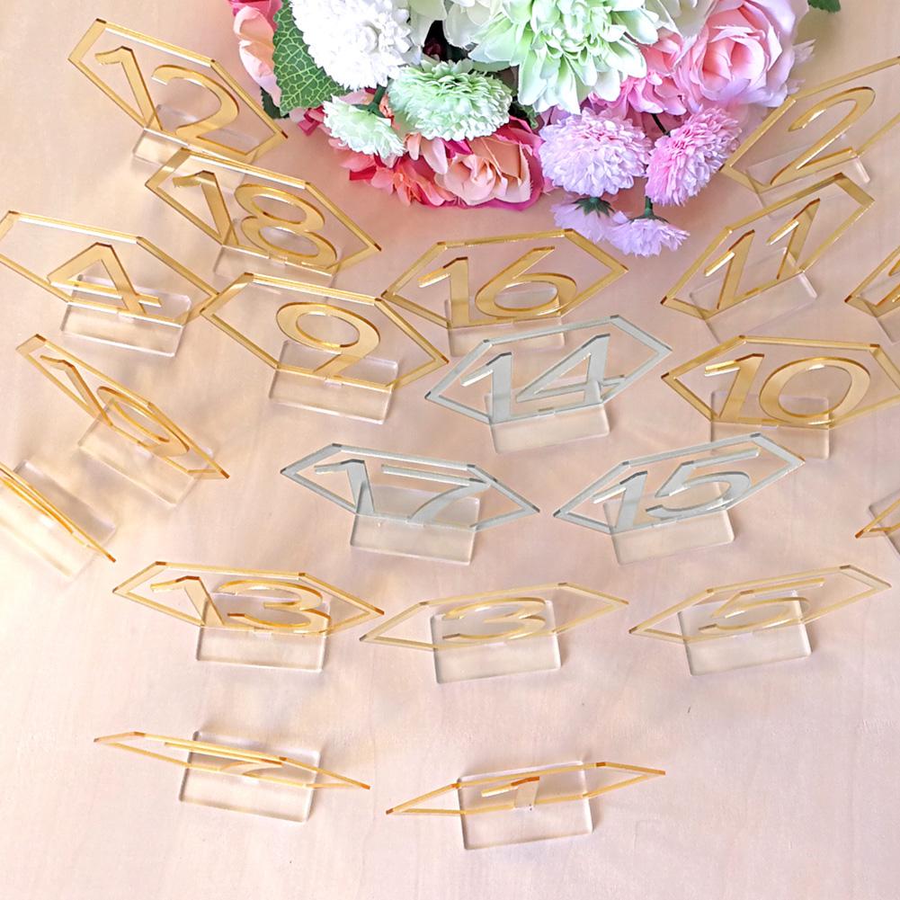 Hexagon Table Number Signs for Wedding Party Decor Silver Gold Acrylic Number Birthday GeometricTable Seat Card Roman Numerals