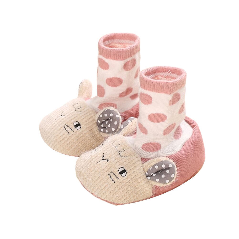 Baby Walking Shoes Cute Cartoon Soft-Soled Shoe Prewalker Socks for Girls and Boys: Pink / 12CM