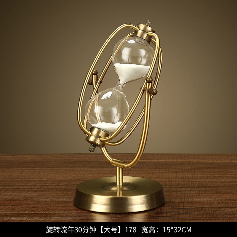 Hourglass timer 30 minutes American small furnishings living room wine cabinet decoration European retro ornaments: L 178