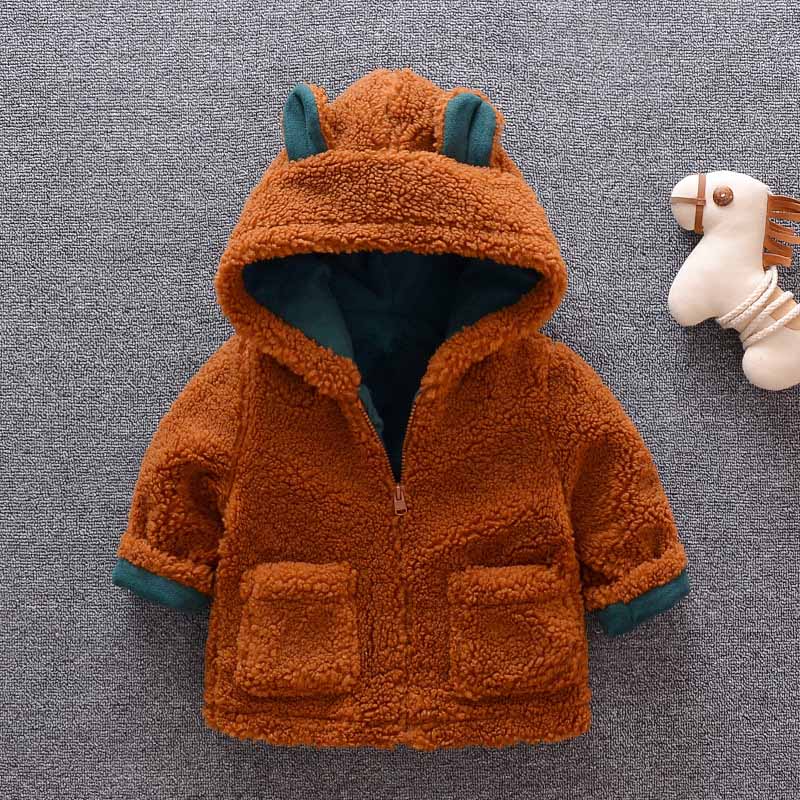 IENENS Capretti Delle Ragazze Dei Ragazzi Giacca Vestiti Caldi di Inverno Abbigliamento Per Bambini Con Cappuccio Cappotti Magliette E Camicette di Lana Giubbotti Cappotto Del Bambino Parka Della Tuta Sportiva: Brown / 3T