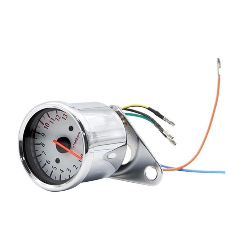 Motorcycle Tachometer Delicate Texture 12V 0-13000 Tachometer Retro Tach RPM Gauge Rev Counter Universal for Motorcycle