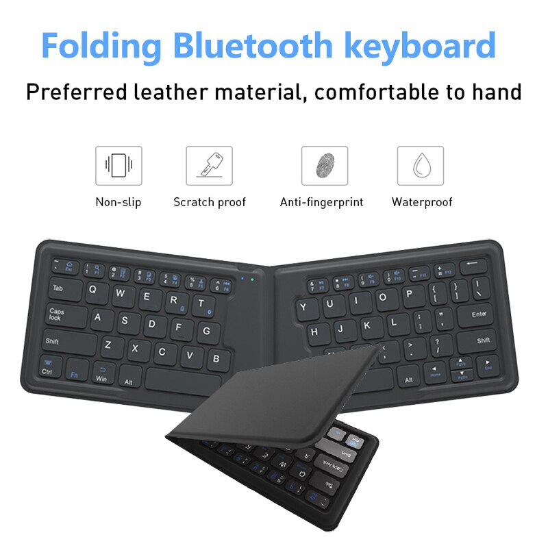 Universal Tragbare Leder Falten Mini Bluetooth Tastatur Faltbare Drahtlose Tastatur für iPhone Android Telefon Tablet iPad PC