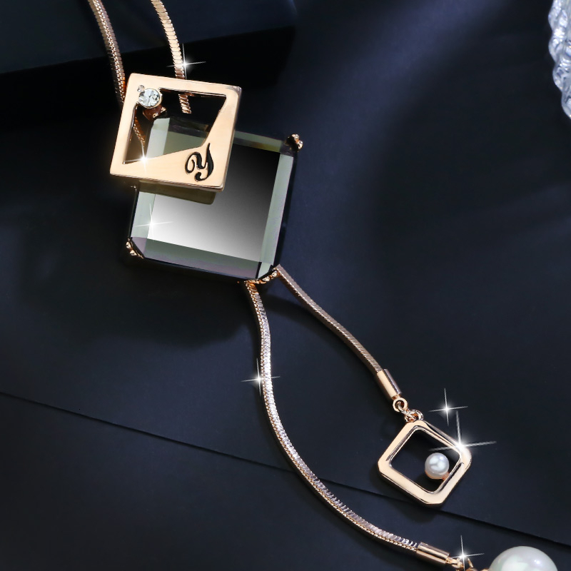 Lange halskæder og vedhæng geometrisk krystal statement halskæde til kvinder collier femme perle choker smykker