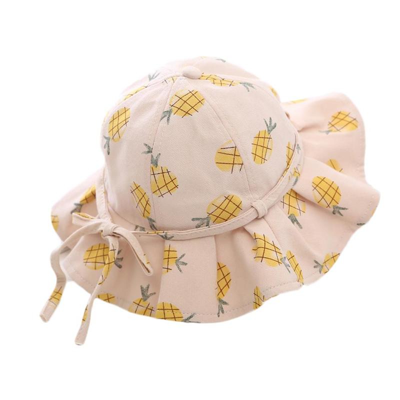 Lindo verano bebé niña sombrero de cubo impresión al aire libre Sombrero con lazo chica chicos, niños, bebés playa Sombrero de Panamá Intant sol V3O8: beige