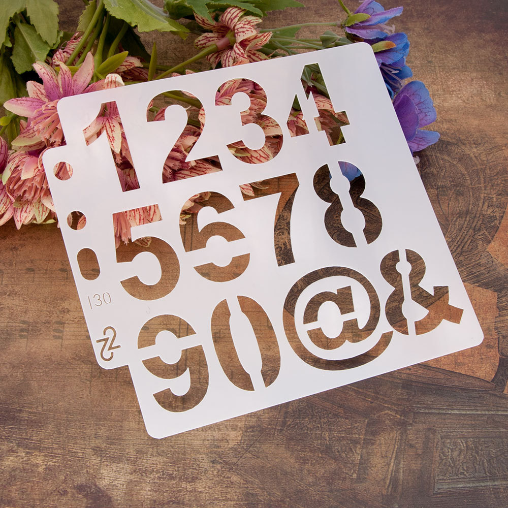 14.1cmx13cm Reusable Plastic Mandala Stencils Painting Templates for Painting DIY Art Projects(Number) S130