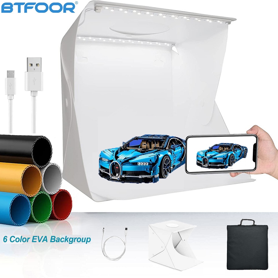 Boîte à lumière Portable pliable pour Studio Photo, 30x30cm, tente pour Studio Photo, LED, Kit de fond, prise de vue sur table, USB