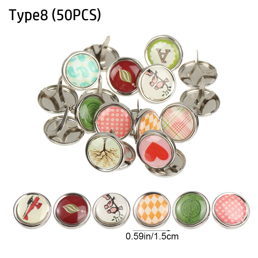 100Pcs Metal Studs Spikes Mini Brads Scrapbooking Versiering Sluiting Sluiting Diy Fotoalbum Ambachten Decoratieve Tweevoetige Nail: Type 8(50PCS)