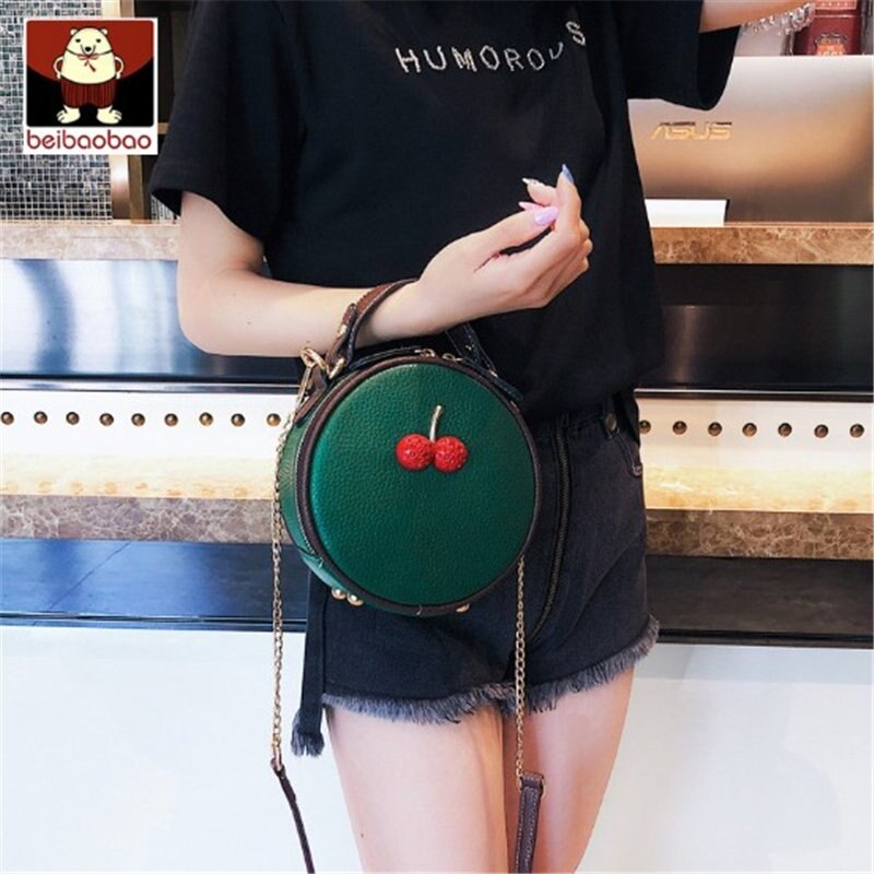 Beibaobao pu leren schoudertassen voor dames, ronde mini-schelptas, crossbodytas voor schattige tienermeisjeshandtas