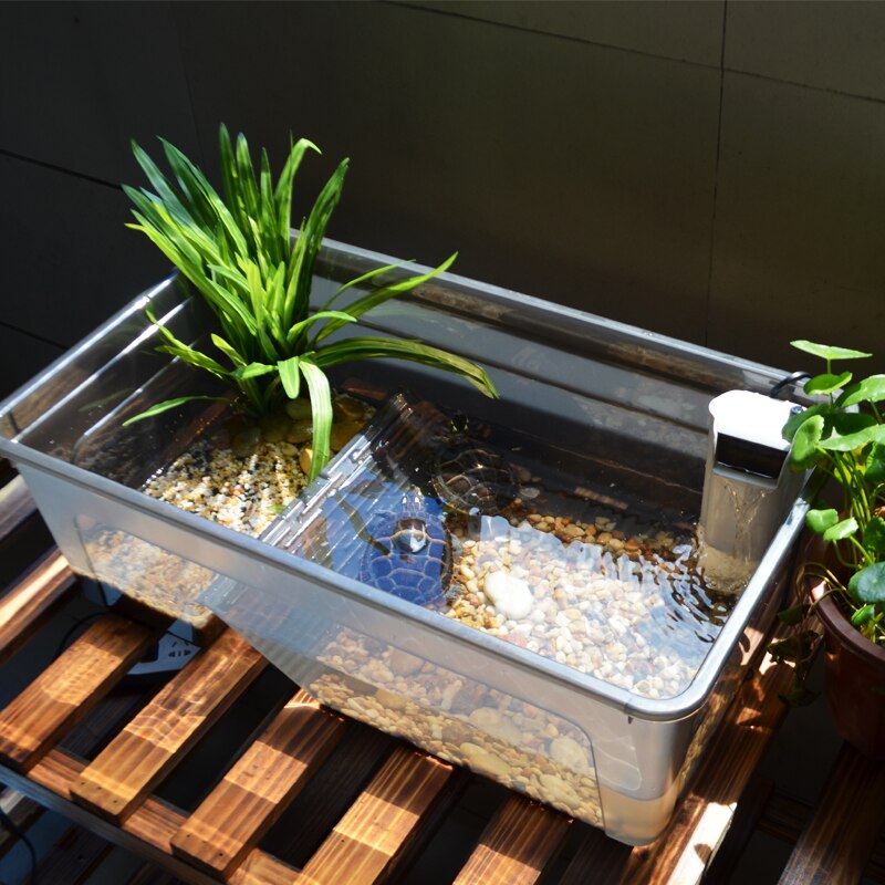 Turtle Cylinder with Drying Platform Extra Large Villa Amphibious Tank Household Brazilian Tortoise Turtle Special Cylinder