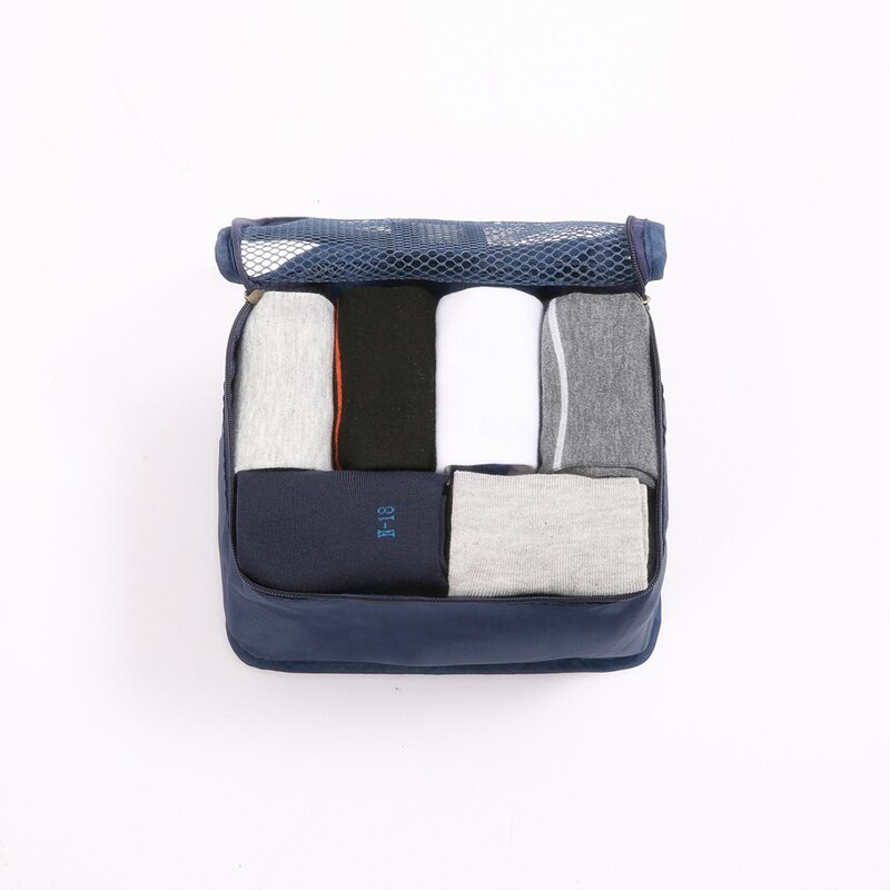 Rejse opbevaringspose sæt til tøj ryddelig arrangør garderobe kuffert pose rejse arrangør taske sag sko pakning terning b