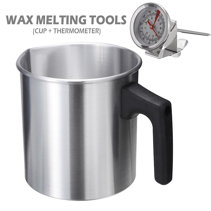 1.2L/3L Metalen Wax Smelten Pot Wax Kaars Chocolade Smelten Gieten Werper Kruik Pot Met-10 Tot 100 graden Thermometer