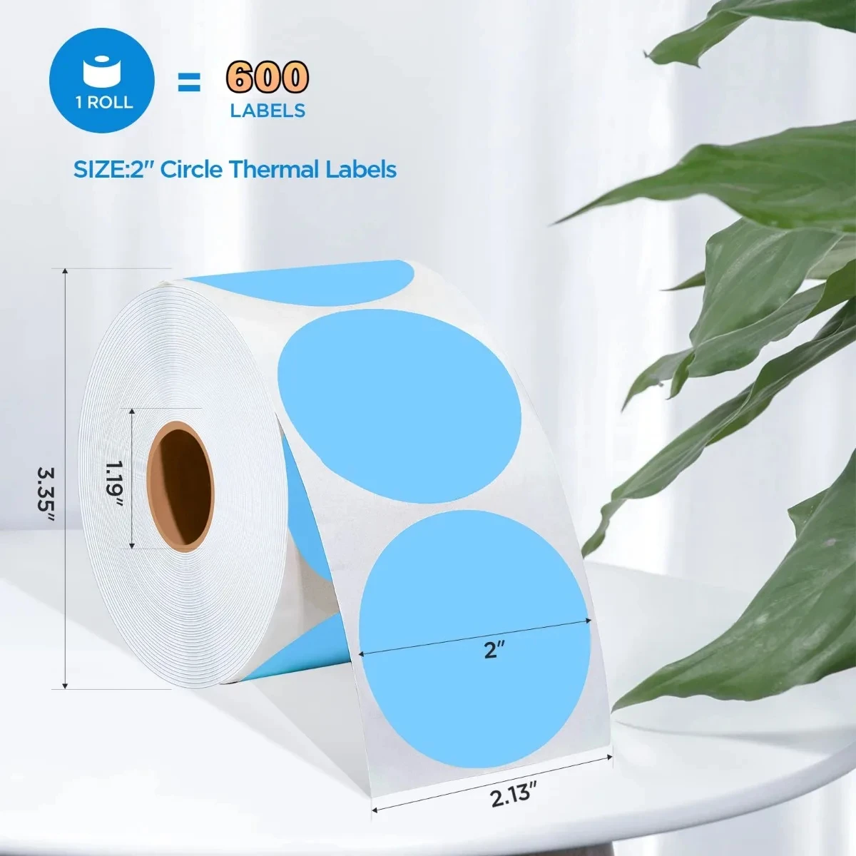 Thermische Stickers-600 Labels/1 Rol 2 Inch Cirkel Thermische Sticker Etiketten Zelfklevend Rond Directe Thermische Multifunctionele Rol