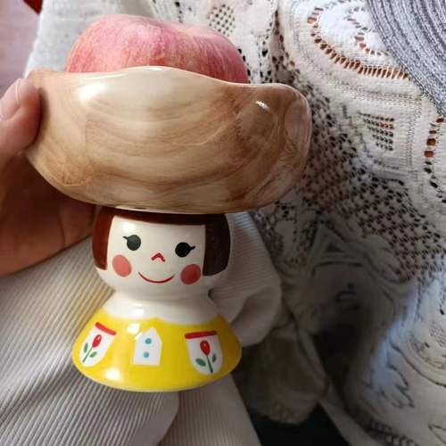 Tasse à thé en forme de fleur de tulipe en trois dimensions peinte à la main, bol à Dessert en forme de cœur pour fille mignonne, ornements de Style Ins: Yellow skirt girl