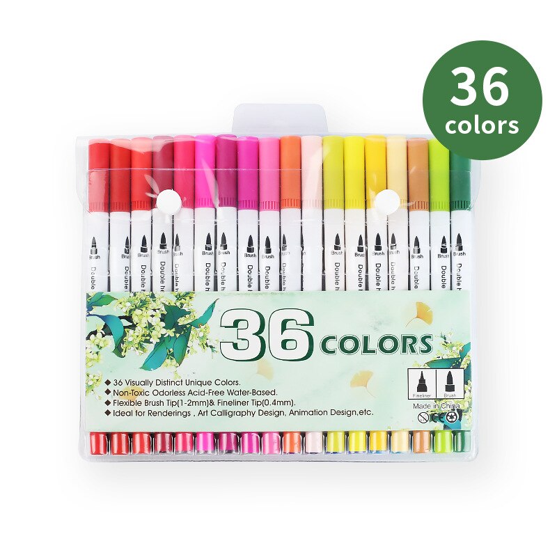 FineLiner-rotuladores artísticos para caligrafía, bolígrafos de doble punta para dibujar y pintar, para la escuela, 12/24/36/48/80/100 unidades: 36 color sets