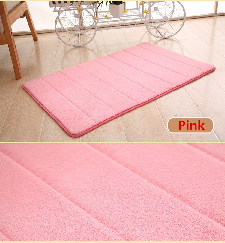 1pc 40x60cm Memory Foam Mat Non-slip Home Hallway Coral Fleece Bath Rug Winter Warm Bathroom Kitchen Toilet Floor Decor Carpet