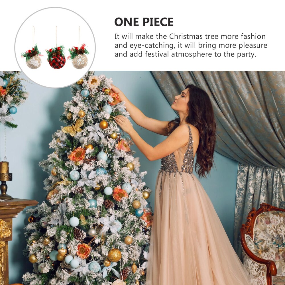 3Pcs Christmas Hanging Balls Xmas Tree Hanging Decor Shape Pendant Ornament