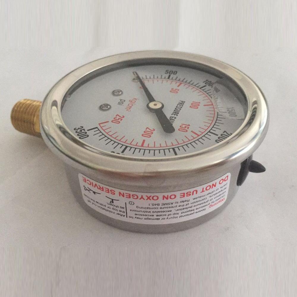 Pressure Gauge Back Mount Black Air Compressor Pneumatic Hydraulic Fluid Pressure Gauge Pressure Gauge Thread 0-3500PSI Bar