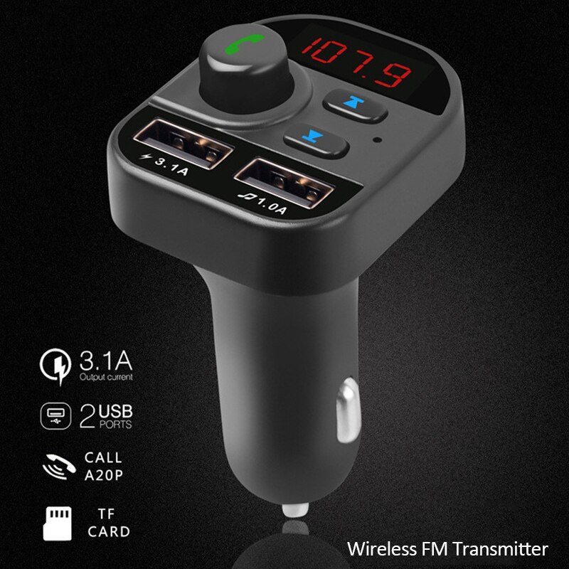 Fm-zender Bluetooth Auto Draadloze Fm-zender MP3 Radio Adapter Met 3.1A Dual Usb Snellader