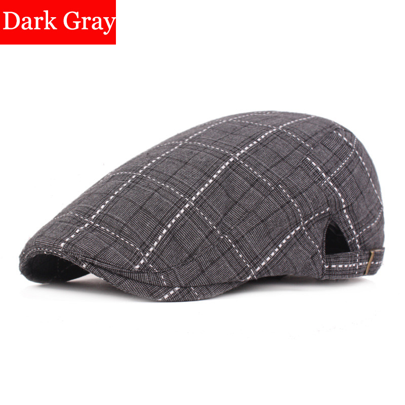 RoxCober Plaid vintage Berets cap for women men Cotton Flat Cap chapeau Newsboy Caps Ivy Cap Gatsby Hat peaky blinder hats 155: Dark Gray