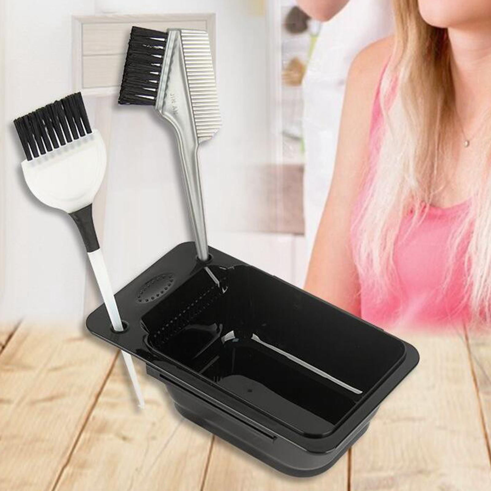 Plastic Dyeing Bowl Hair Color Mixing Bowl Dye Stirrer Hairdressing Barber Salon Hair Styling Tools DIY Hair Coloring Tool