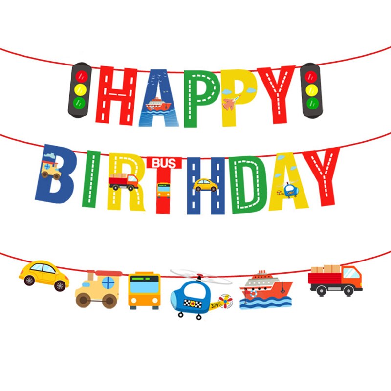 Verkehrs Flugzeug Auto Banner Glücklich Geburtstag Banner Geburtstag Dekorationen freundlicher Geburtstag Verkehrs Banner Kuchen Topepr einstellen