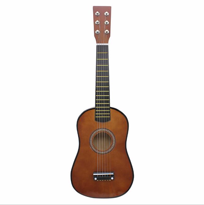 21/23 pouces mini guitare en bois massif pour enfants et débutants Basswood guitare acoustique 12 frettes 6 cordes guitare avec pics AGT09: Coffee / 21inch