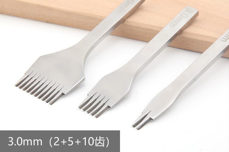 2.7/3.0/3.38/3.85 mm French Style Leather Craft Hole Punches Stitching Punch Tool Set Leather Craft Europe Oblique Flat Cut: 3.0mm set