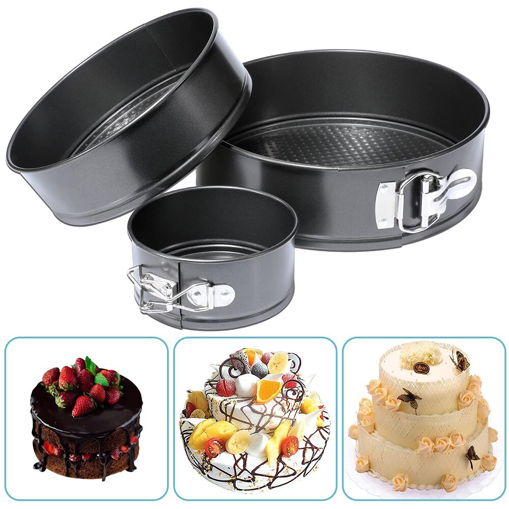 3 Pcs Nonstick Springform Pan Set Leakproof Round Baking Mold for Cake Cheesecake with Removable Bottom Bakeware Kitchen Tools