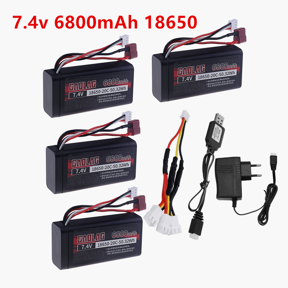 7,4 V 6800 mAh 18650 Lipo-Akku für Wltoys 12428 104009 12423 10428 12429 12401 12402 12402A RC Auto Ersatzteile 2s 7,4 V Bateria