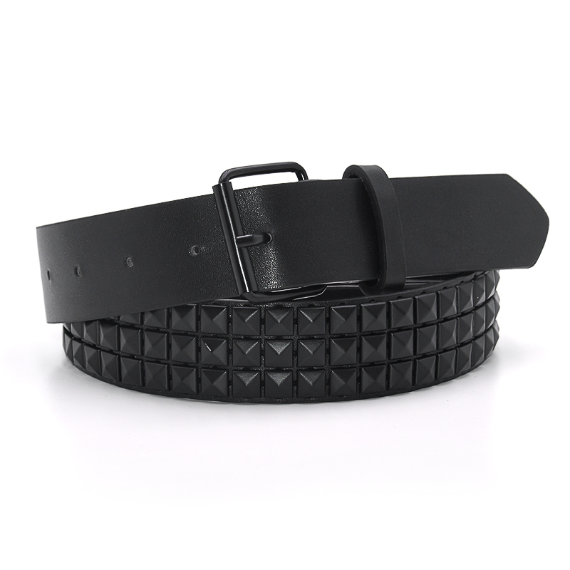 Pyramide Nietengürtel Herren & Damen Nietengürtel Punk Felsen mit Dornschließe Schwarz: Schwarz