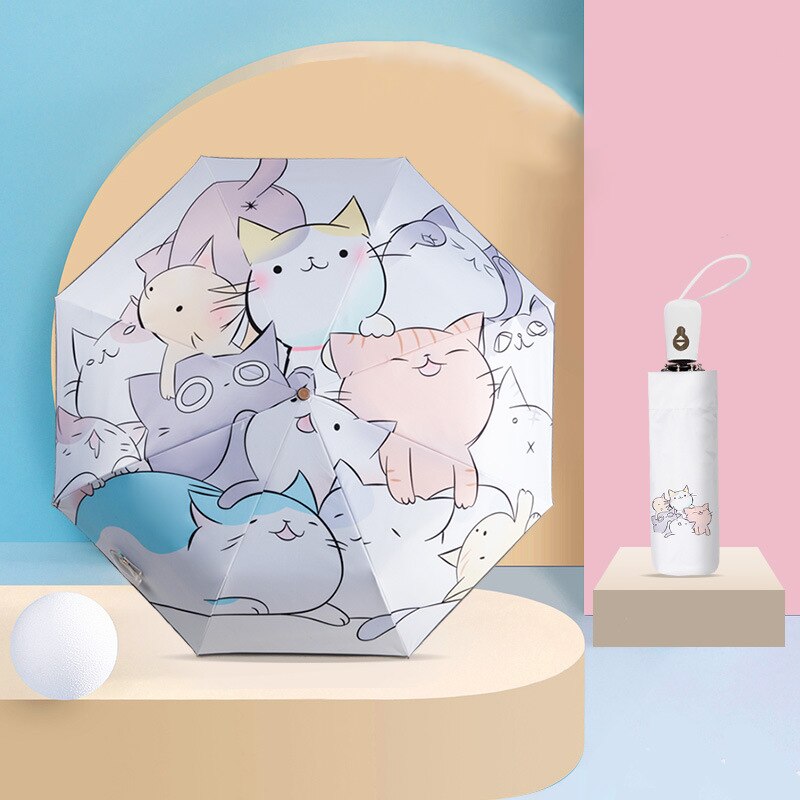 Cute Umbrella Women Cats Automatic Folding Umbrellas Rain Women Kids Umbrella Brand Anti UV Parasol Umbrella UPF50+