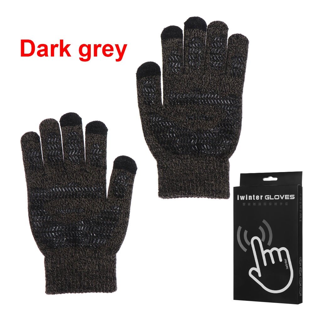 Touch Screen Gloves Sport Cycling Full Finger Mittens Thick Plush Autumn Winter Thick Warm Knitted Wool Mitts: dark grey / Women