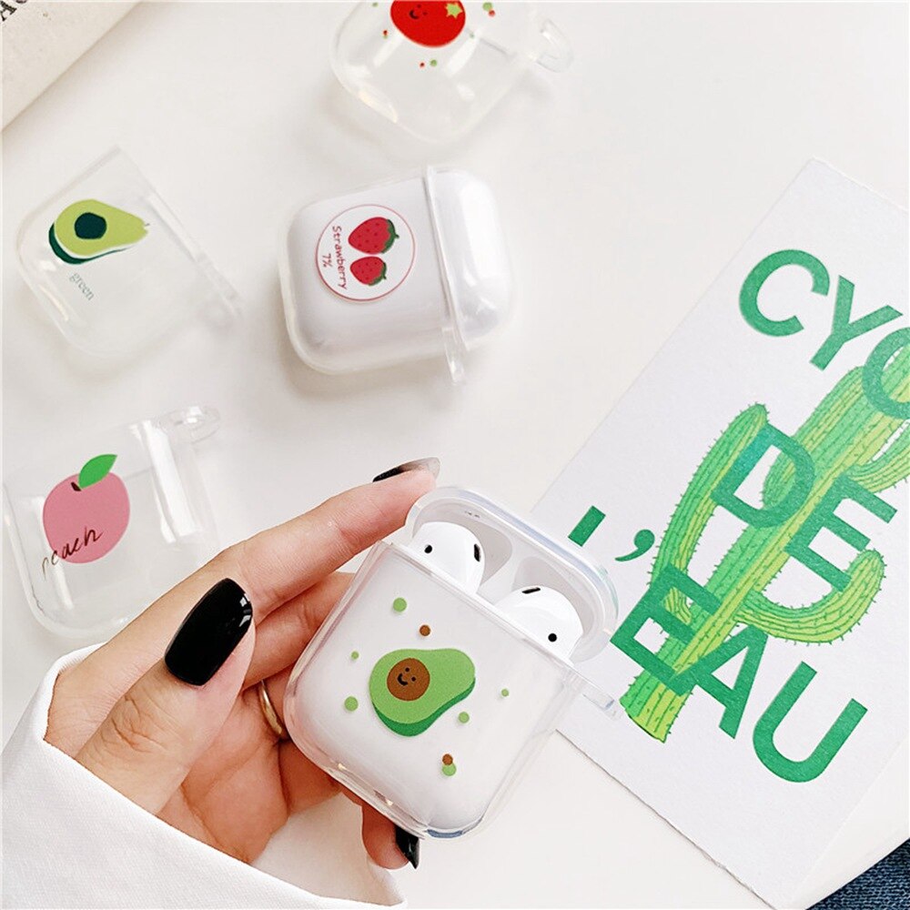 Sødt silikone cover gennemsigtig bluetooth trådløst etui til airpods 2 etuier til airpod apple med nøglering stødsikker coque etui