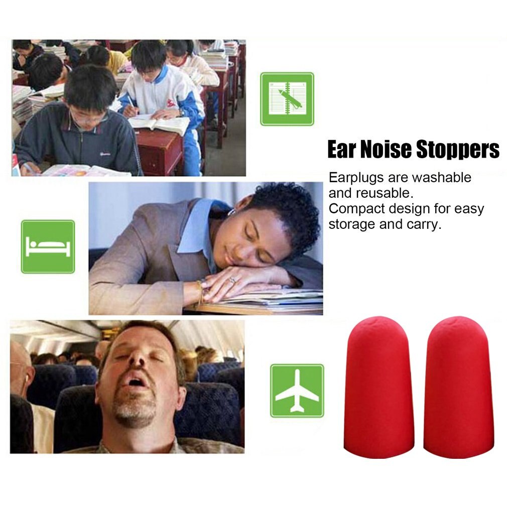 1pair Soft Sponge Ear Plugs Sound Insulation Ear Protection Earplugs Noise Reduction Sleeping Plugs Color Random