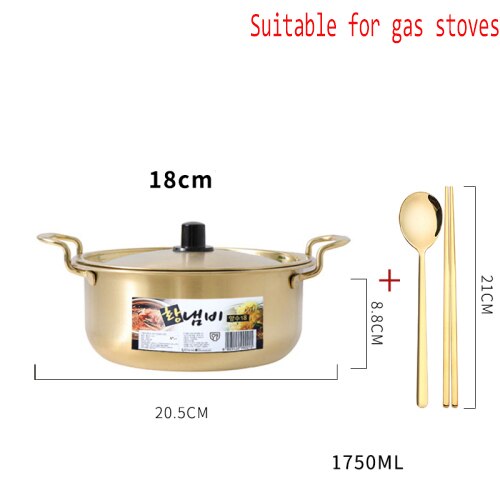 Ensemble de pots à soupe or en alliage d'aluminium, Pot à lait antiadhésif, cuiseur à salade, bol à nouilles instantanées, outils de cuisine: 18cm set