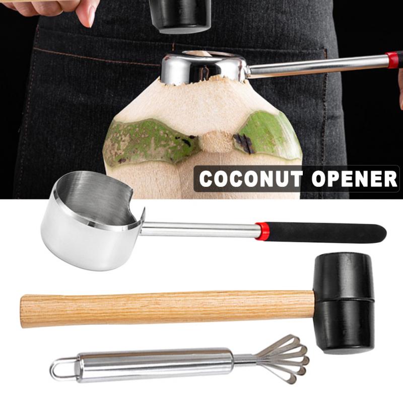 Kokosnoot Opener Thuis Punch Gat Rvs Keuken Kokosnoot Opener Vlees Tool Rubber