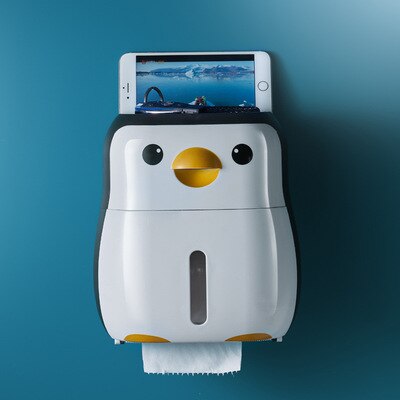Penguin Toilet Paper Holder Portable Waterproof Wall Mounted Storage Box Tray Tissue Box Organizer Bathroom Accessories: Penguin
