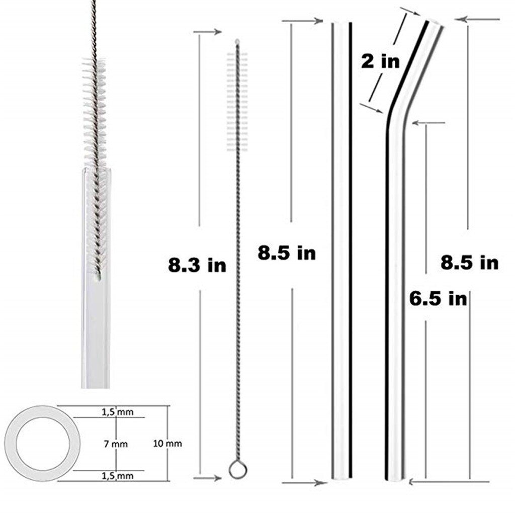 Rietjes Handgemaakte Herbruikbare Glas Rietjes met Cleaner Borstel Buis Rietjes Bruiloft Drinken Accessoires