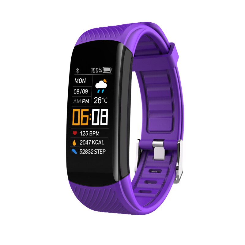 C5S Smart Bracelet Blood Pressure Bluetooth Heart Rate Fitness Information Tracker Watch Reminder Smart Band For Men Women: Purple