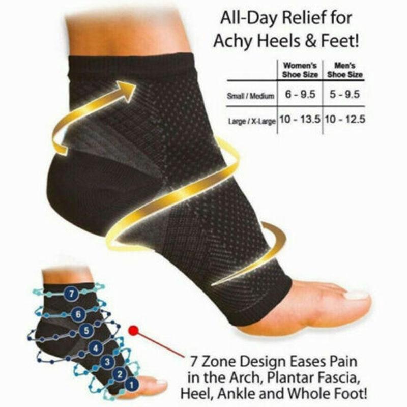 Anti Fatigue Compression Foot Sleeve Support Running Cycle Basketball Sport Socks Outdoor Men Ankle Brace Sock