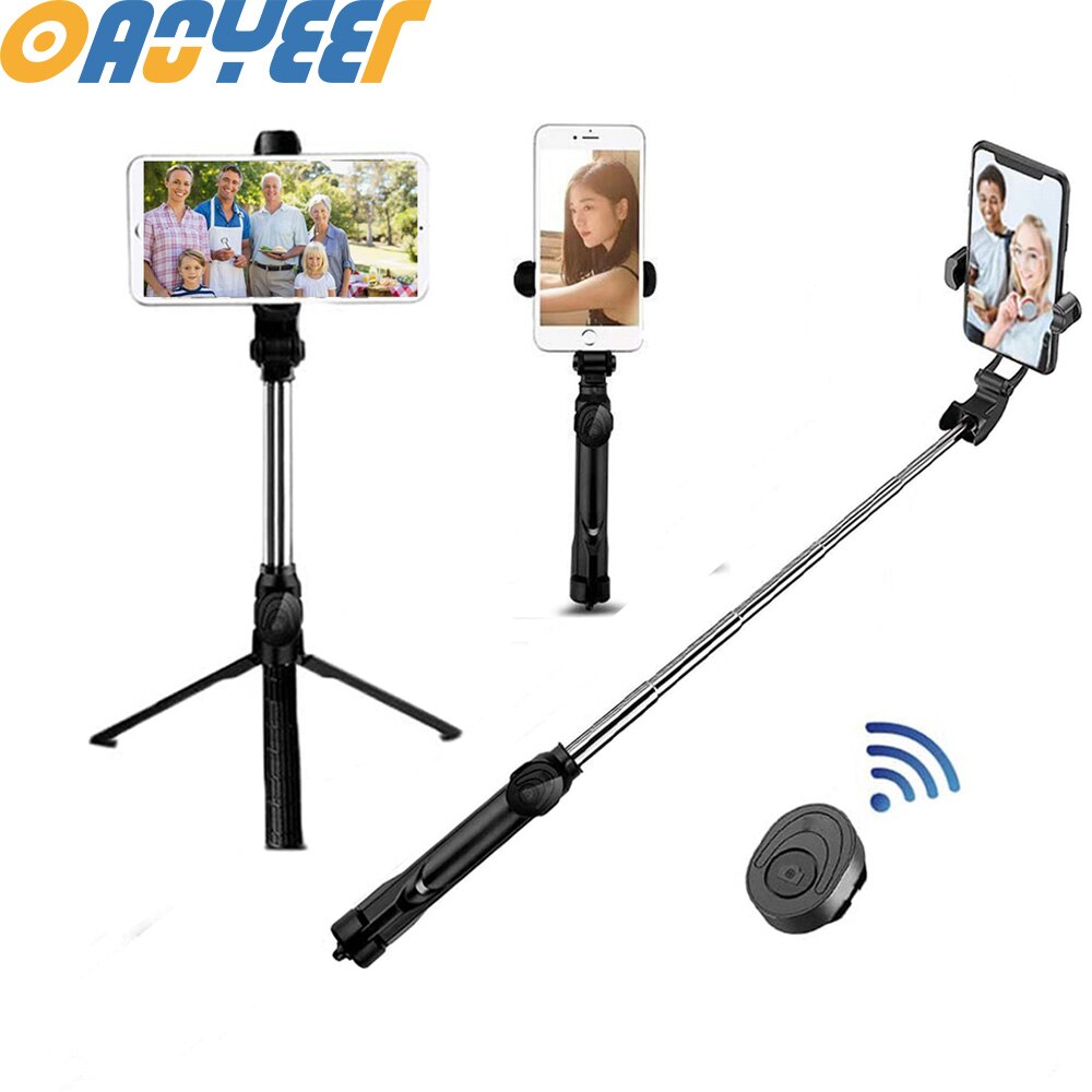 3 in 1 trådløs bluetooth selfie-stick til iphone / android / huawei foldbar håndholdt monopod lukker fjernbetjening udvidelig mini stativ